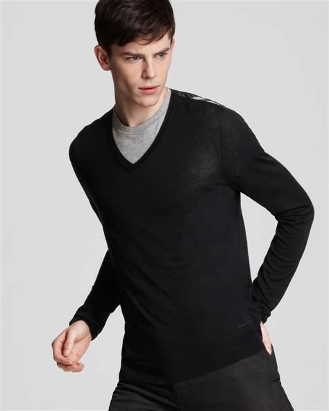 burberry of london knit merino wool mens fine stripe|Men’s Luxury Knitwear .